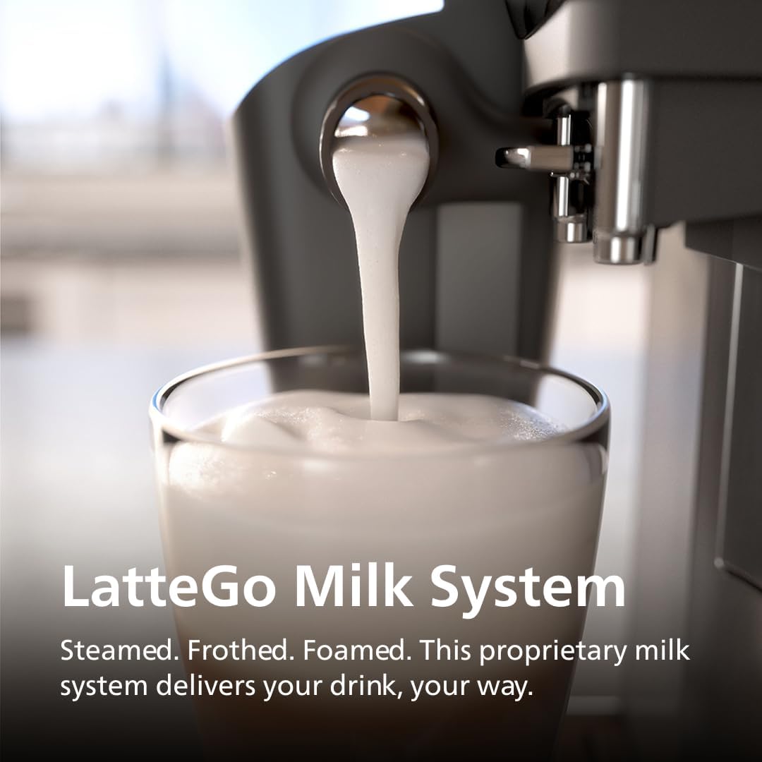 Philips 3200 Series Fully Automatic Espresso Machine, LatteGo Milk Frother, 5 Coffee Varieties, Intuitive Touch Display, 100% Ceramic Grinder, AquaClean Filter, My Coffee Choice, Black (EP3241/54)