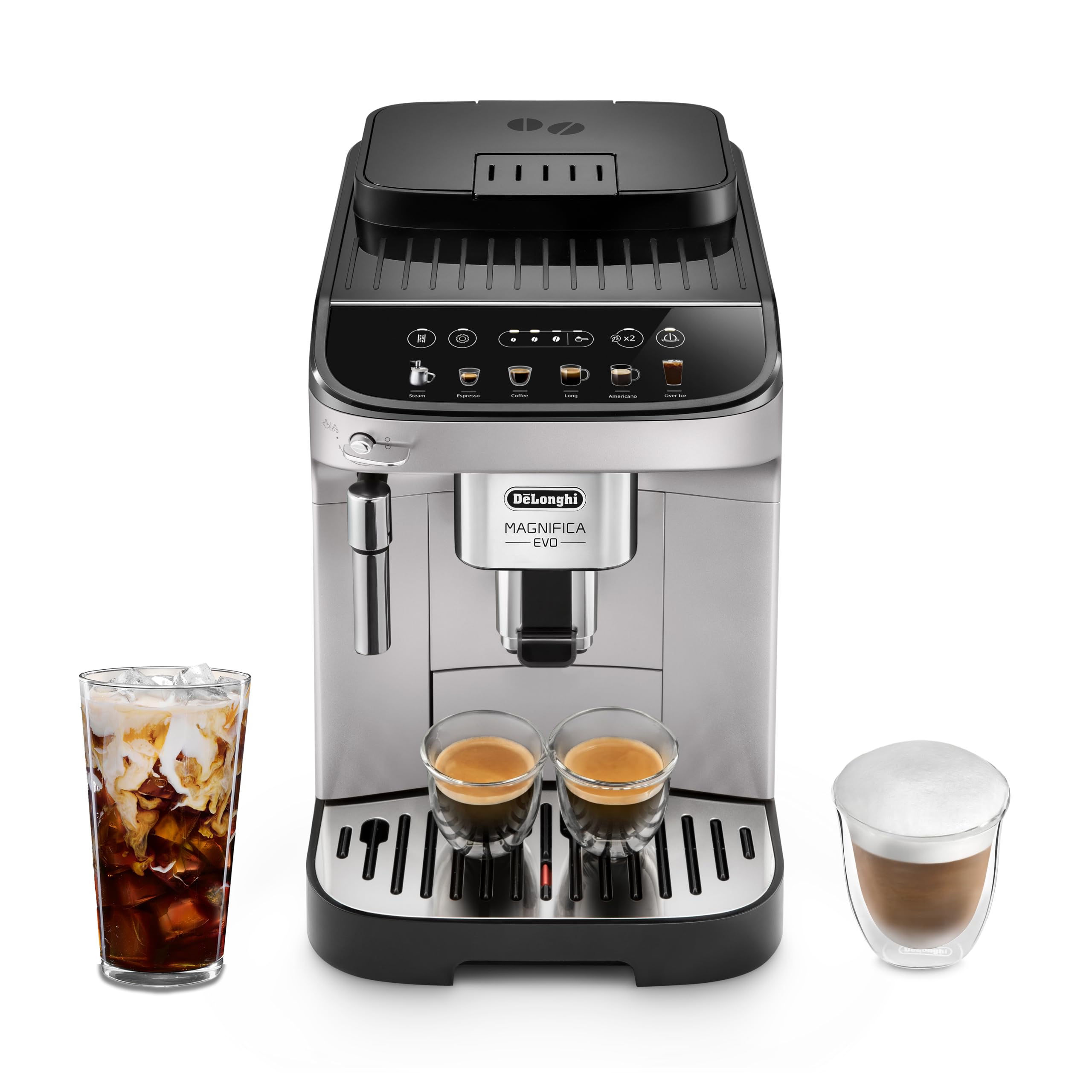 De'Longhi Magnifica Evo Automatic Espresso & Coffee Machine with Manual Milk Frother, Built-in Grinder & Auto-Clean Function - For Latte, Cappuccino, Americano, Iced Coffee, ECAM29043SB